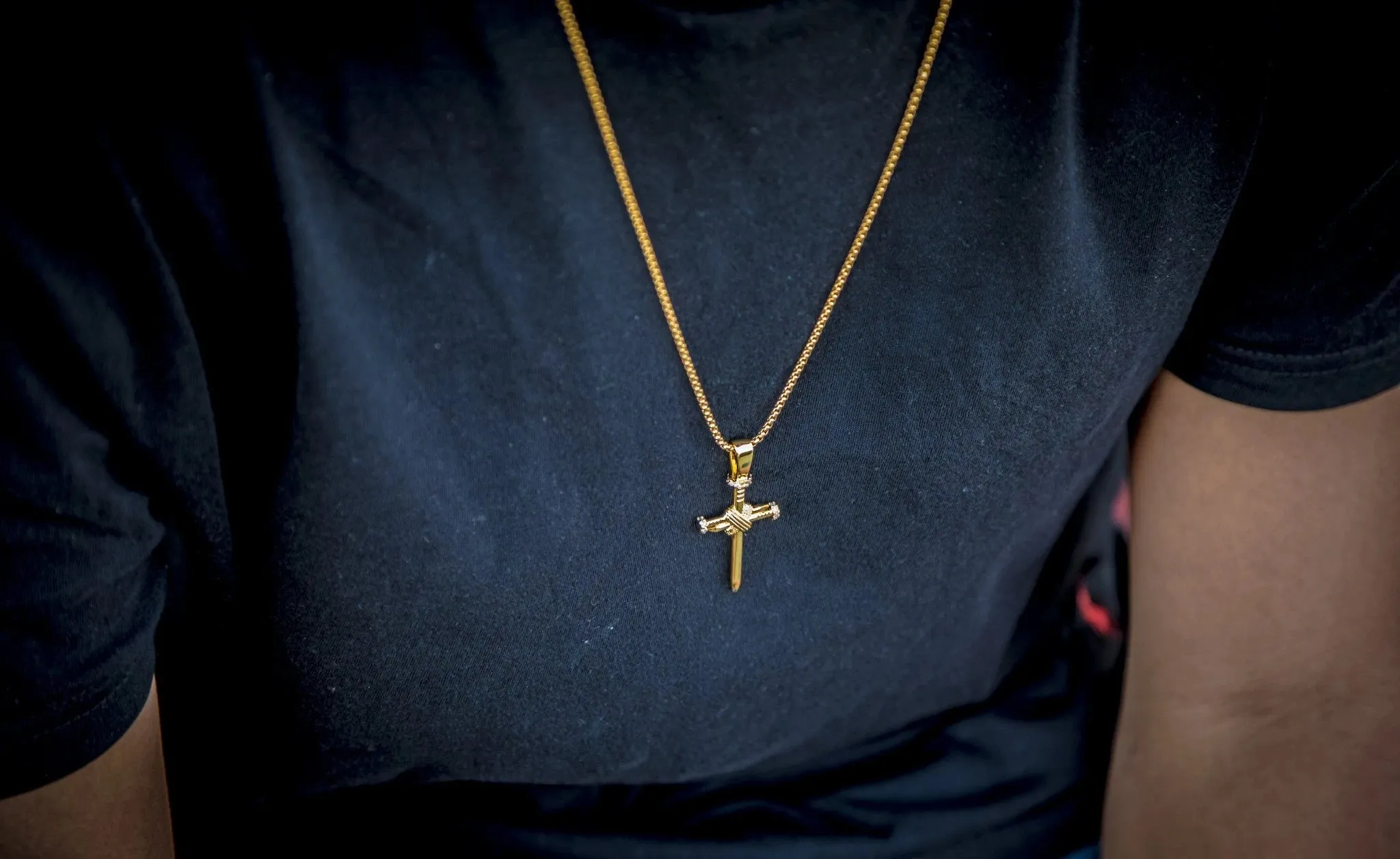 18K Gold Plated Nail Cross Pendant | Golden Gilt