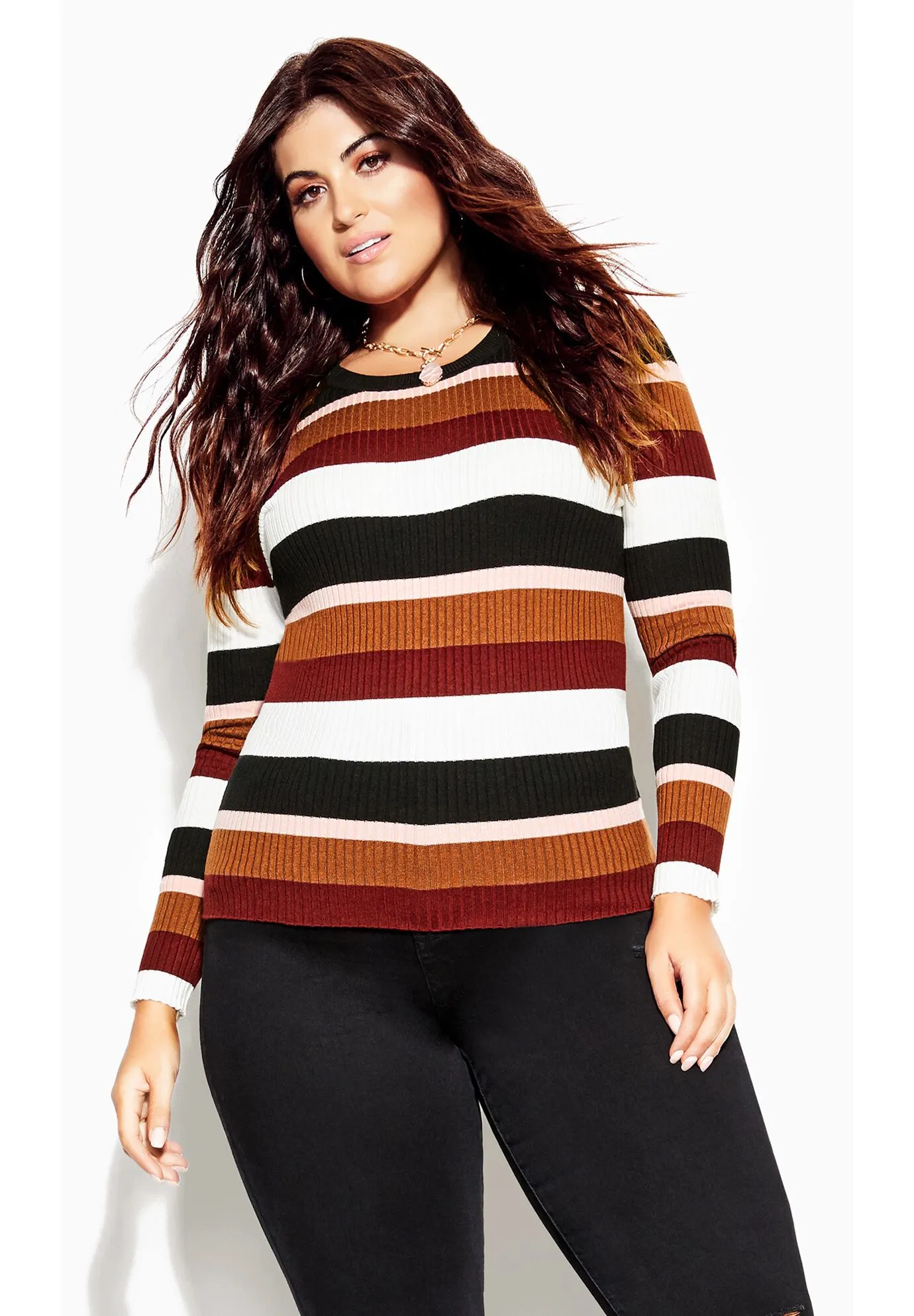 70's Stripe Sweater - beetroot