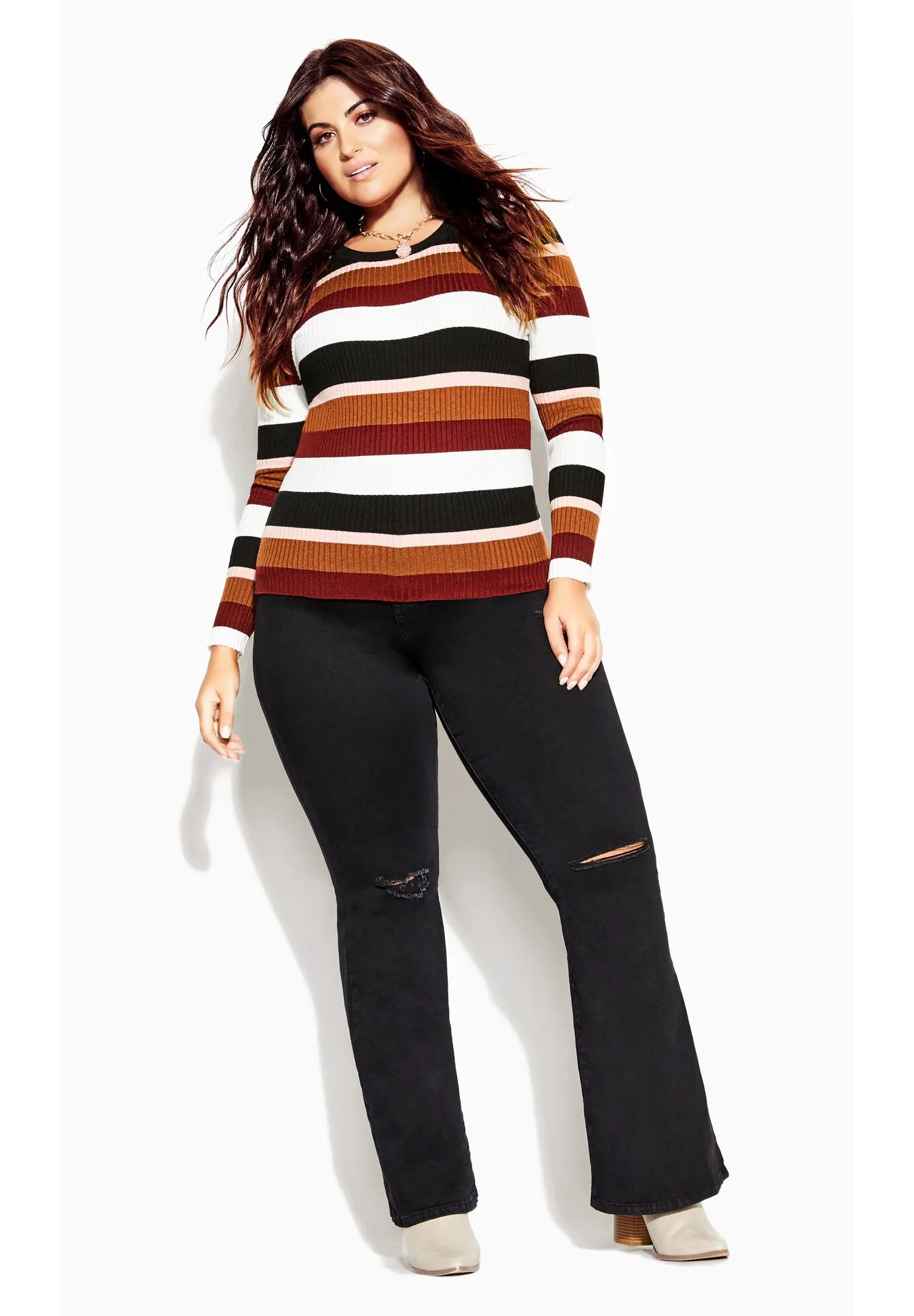 70's Stripe Sweater - beetroot