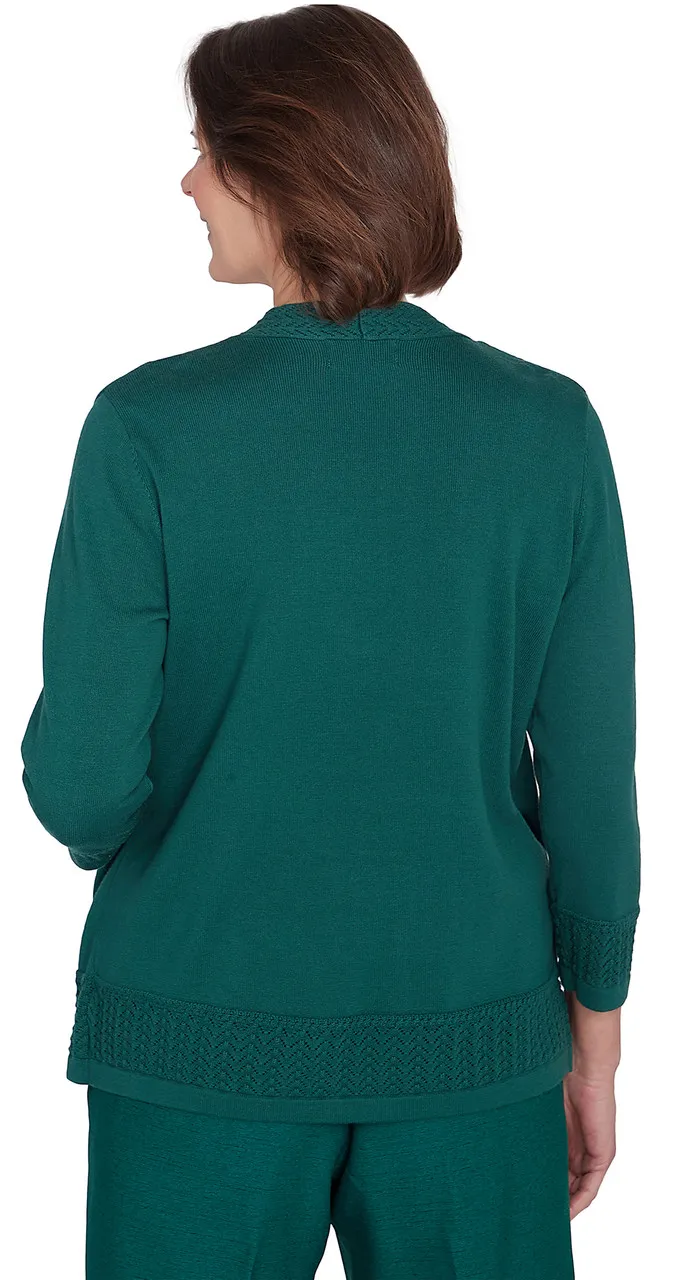 ALFRED DUNNER SWEATER *MISSY* EMERALD TWO IN ONE