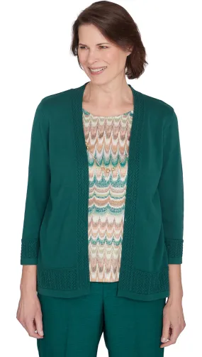 ALFRED DUNNER SWEATER *MISSY* EMERALD TWO IN ONE