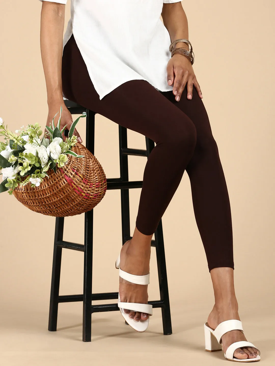 Ankle Length Leggings Viscose-Brown