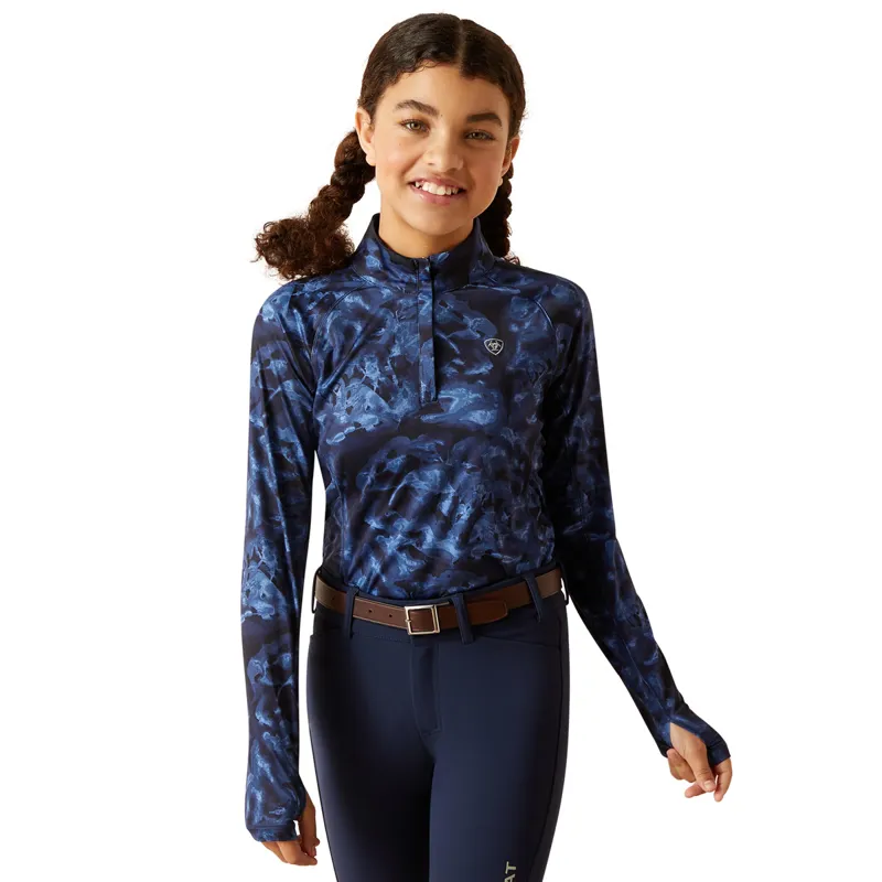 Ariat Lowell 2.0 1/4 Zip Junior Girls Base Layer - Stormy Skies