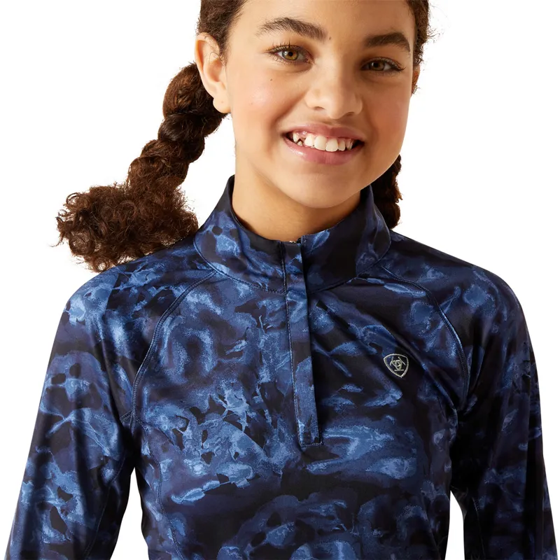 Ariat Lowell 2.0 1/4 Zip Junior Girls Base Layer - Stormy Skies