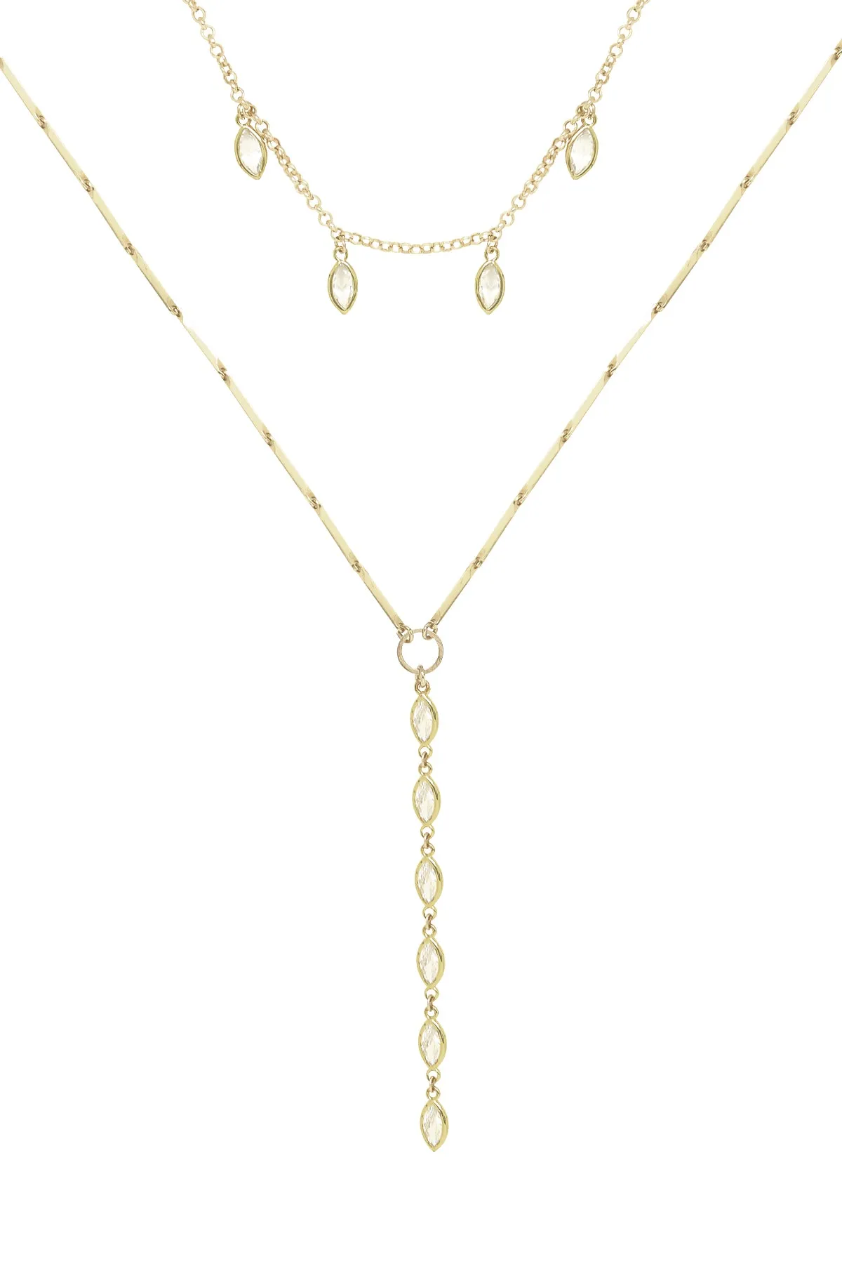 Ariella Glass Crystal Layered Lariat Necklace