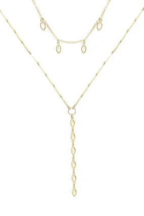 Ariella Glass Crystal Layered Lariat Necklace