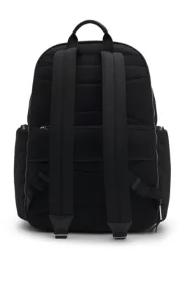 Backpack with leather trims and two-way zip