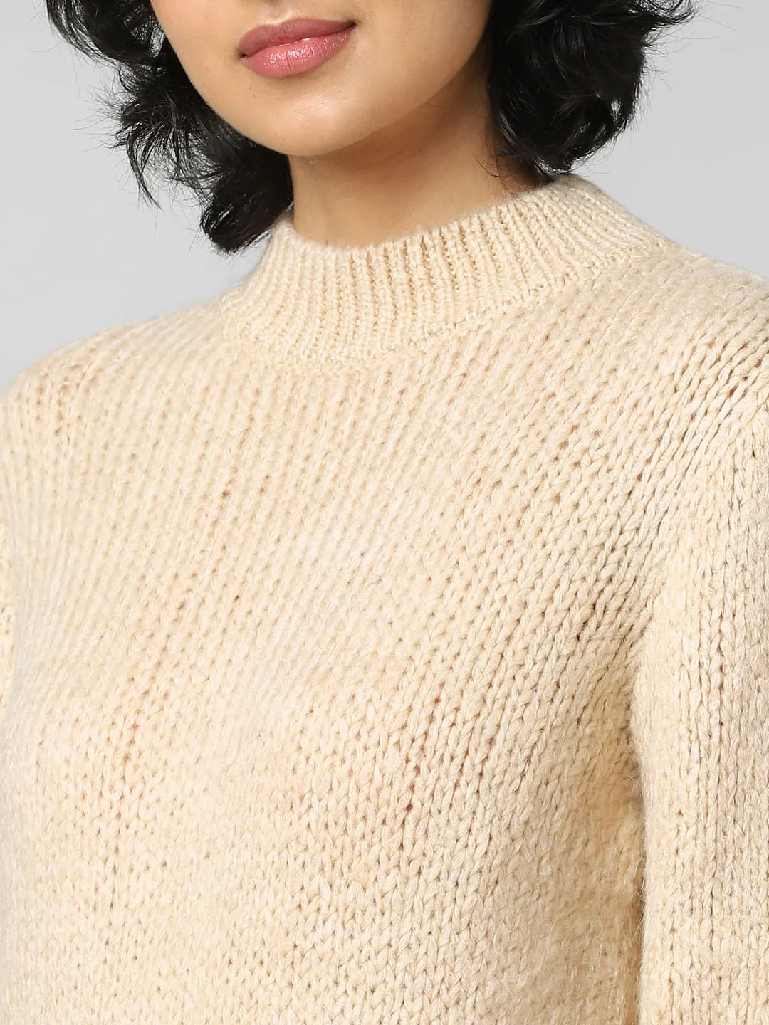 Beige High Neck Pullover