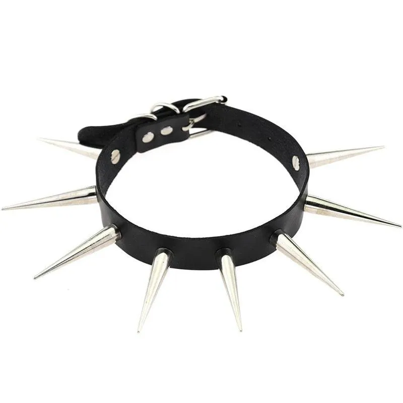 Big Long Spiked Choker Collar