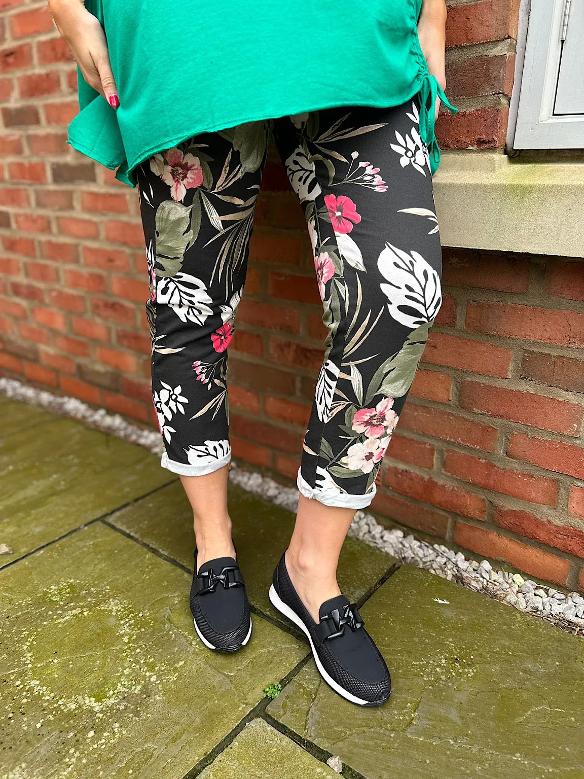 Black Floral Print Joggers India