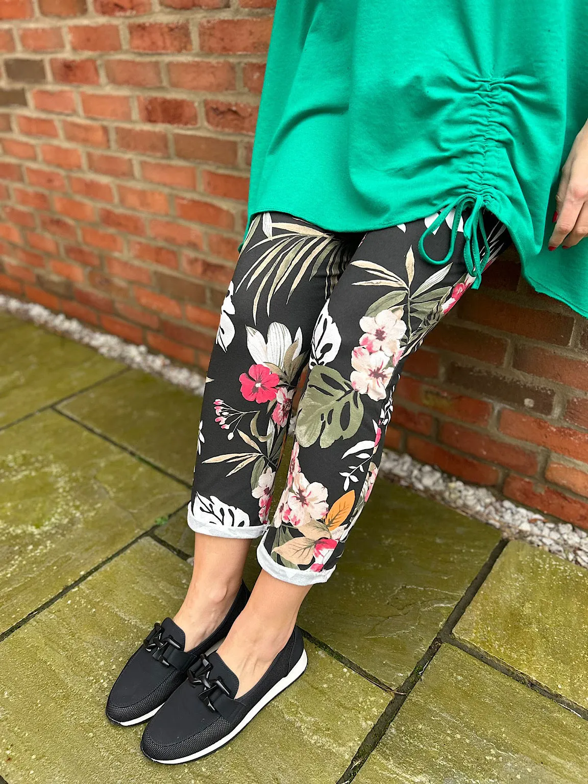 Black Floral Print Joggers India