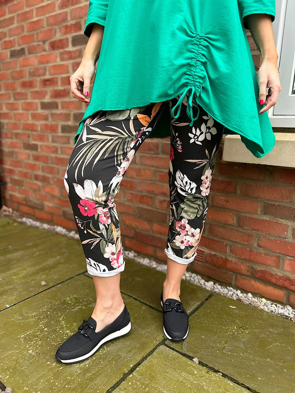 Black Floral Print Joggers India