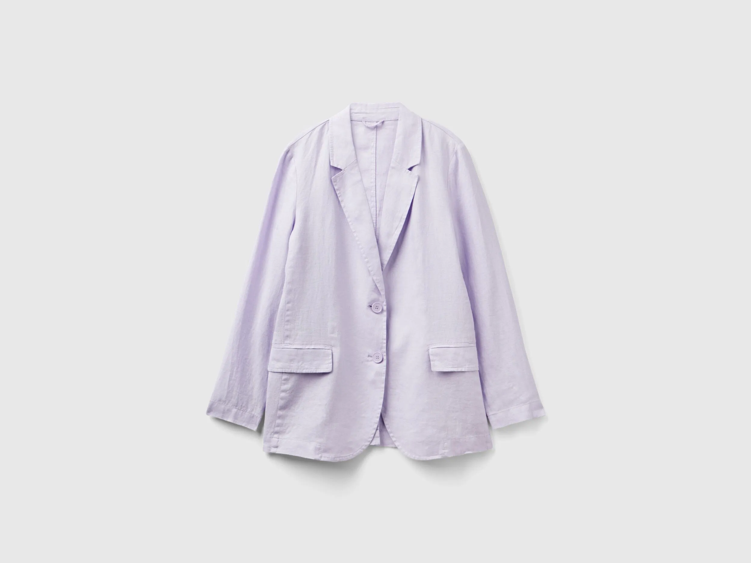 Blazer in pure linen - Lilac | Benetton