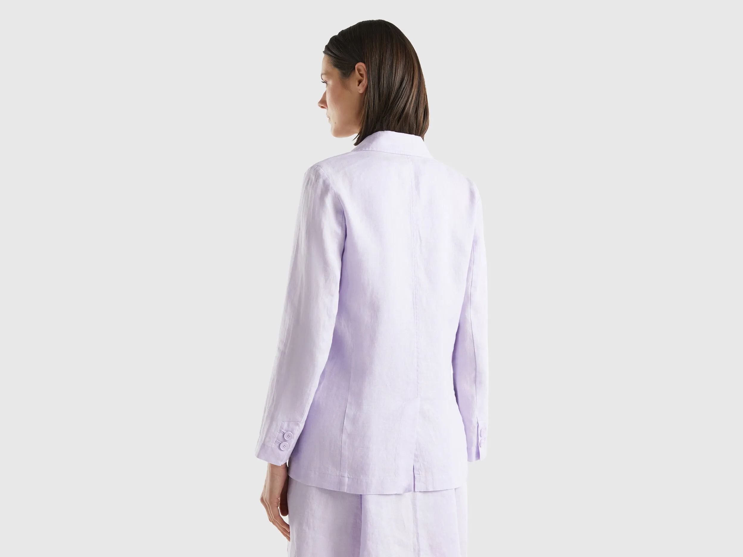 Blazer in pure linen - Lilac | Benetton