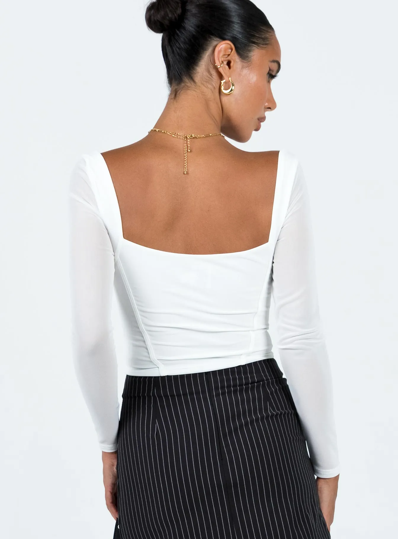 Bruna Top Long Sleeve White