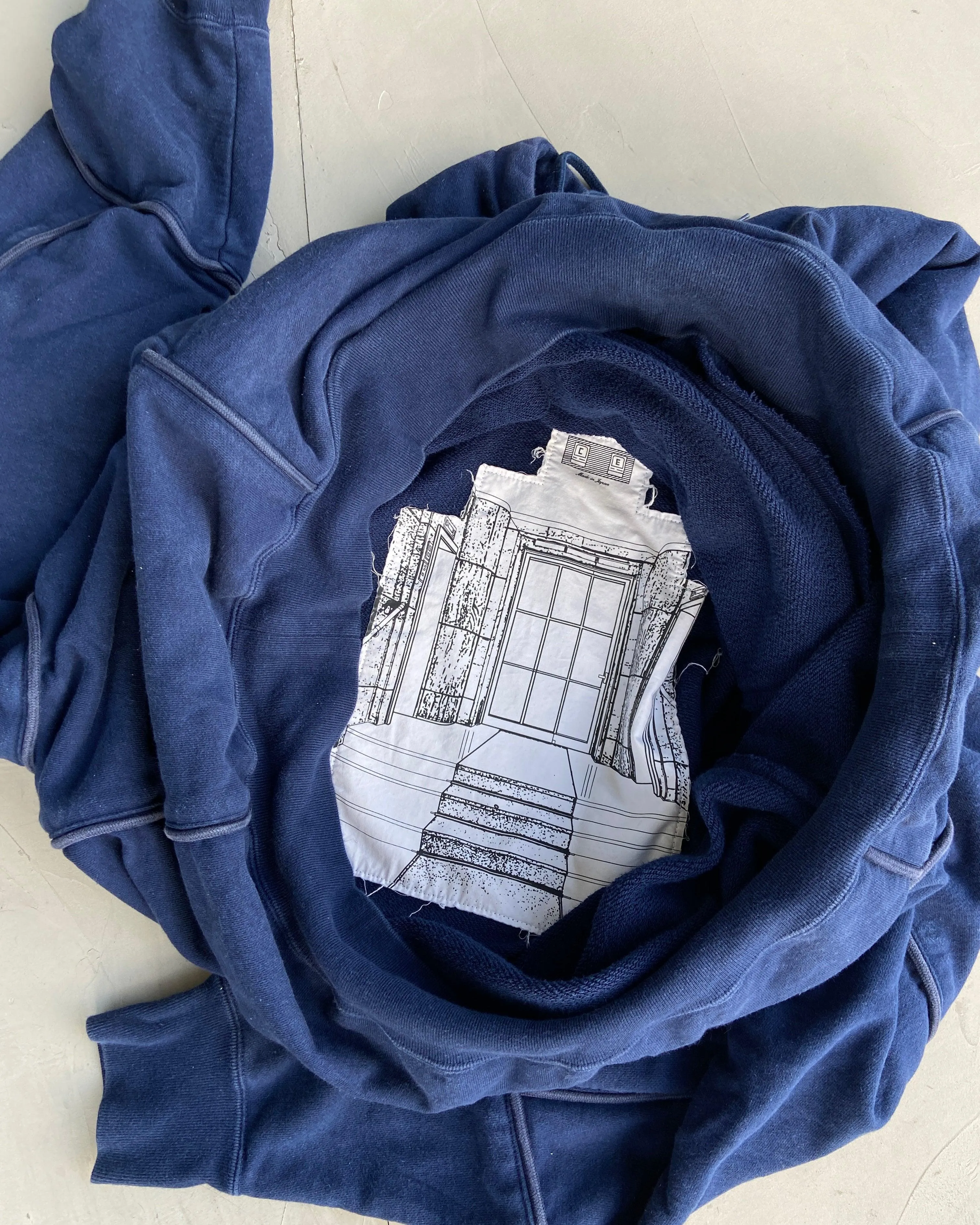 CAV EMPT HEAVYWEIGHT PIPED BLUE HOODIE - L