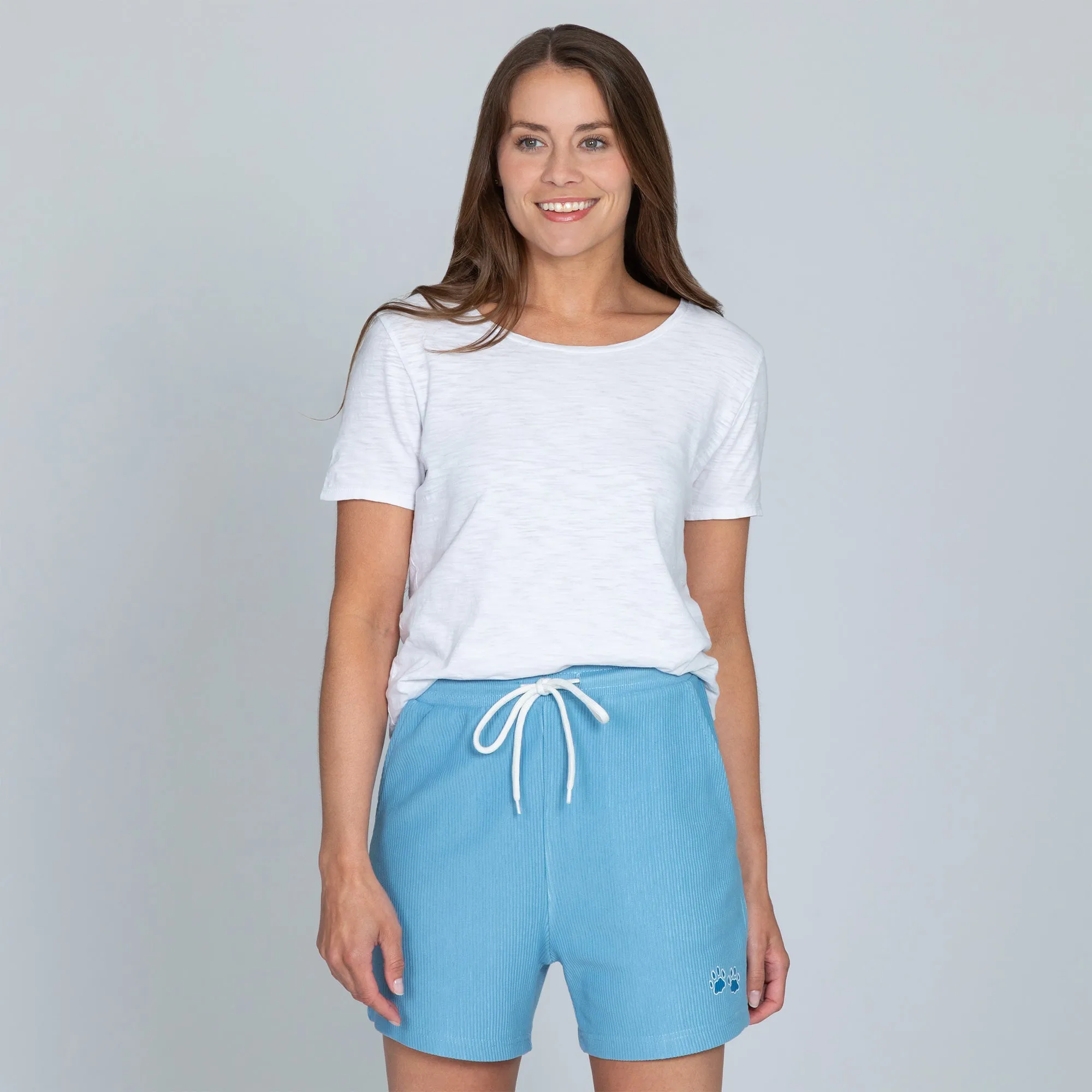 Corded Fleece Paw Print Shorts