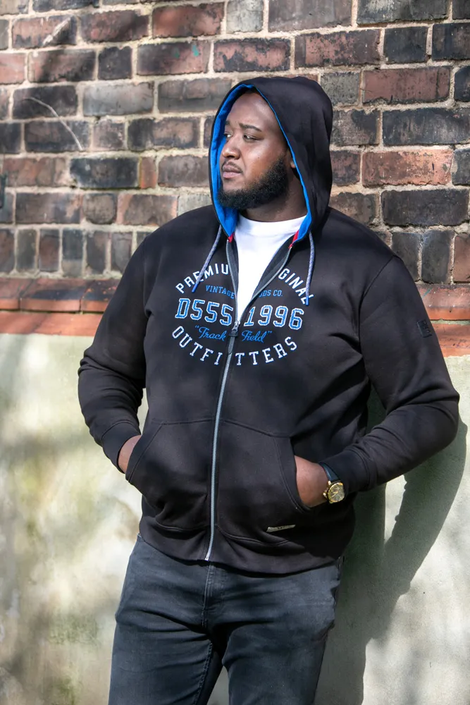 D555 Big Mens Hoodie With Full Zip and Chest Print (LINGARD)