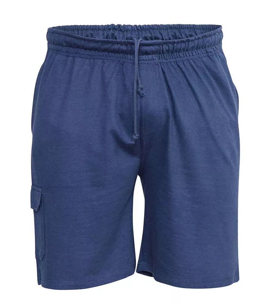 D555 Big Mens Navy Lightweight Fleece Cotton Cargo Shorts (JOHN NAVY)