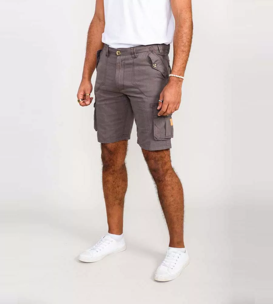 D555 Mens Grey Cotton Cargo Shorts (MELTON)