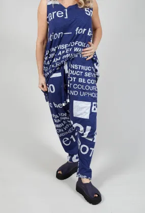 Drop Crotch Jersey Joggers in Azur Print