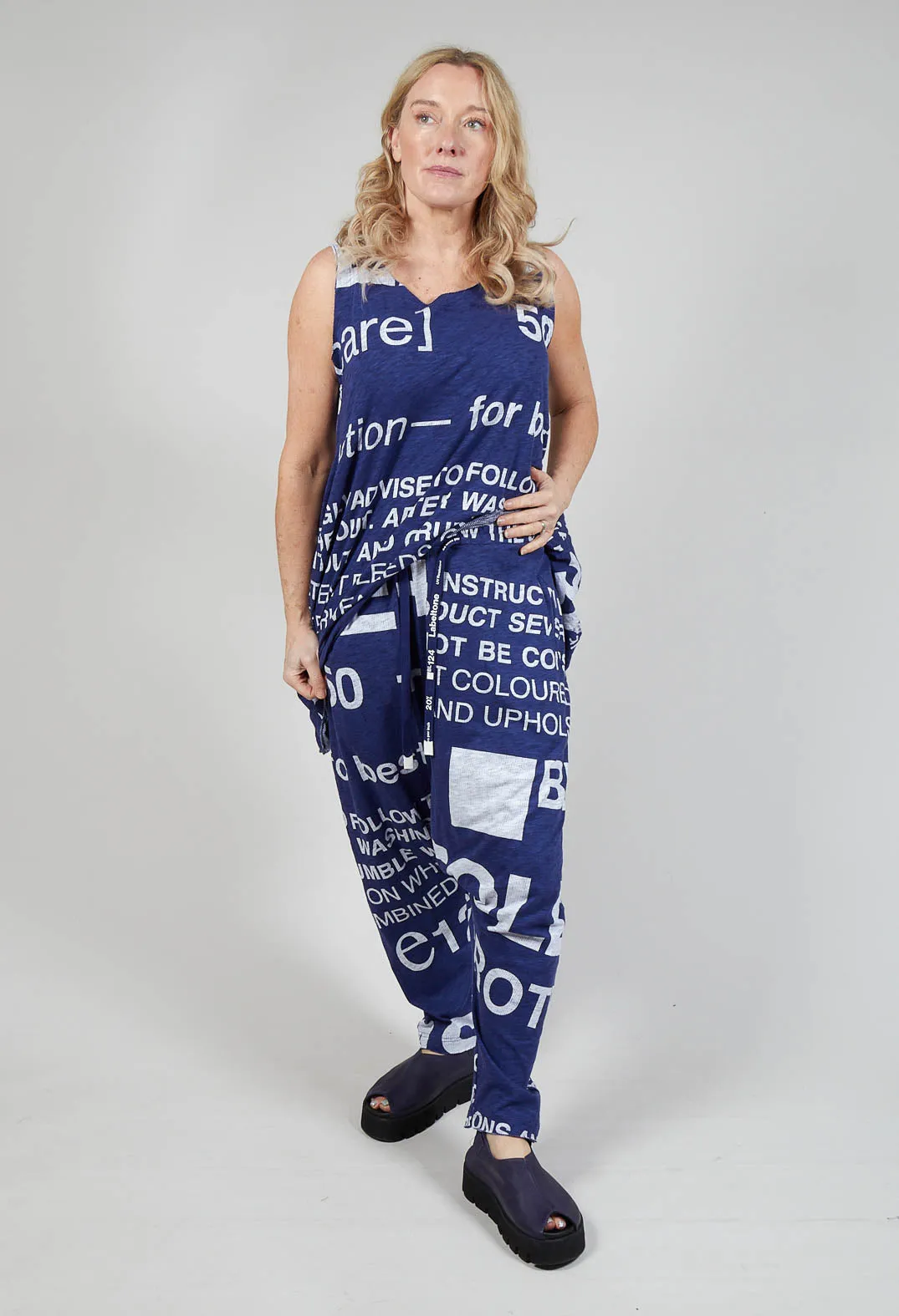 Drop Crotch Jersey Joggers in Azur Print