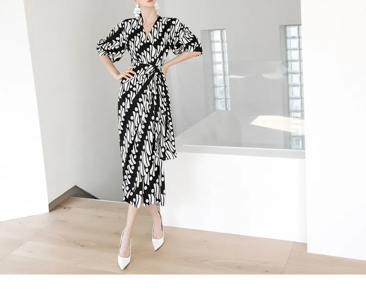 Elegant Summer Women's V Neck Slim Ankle Length Pullover Party Dresses