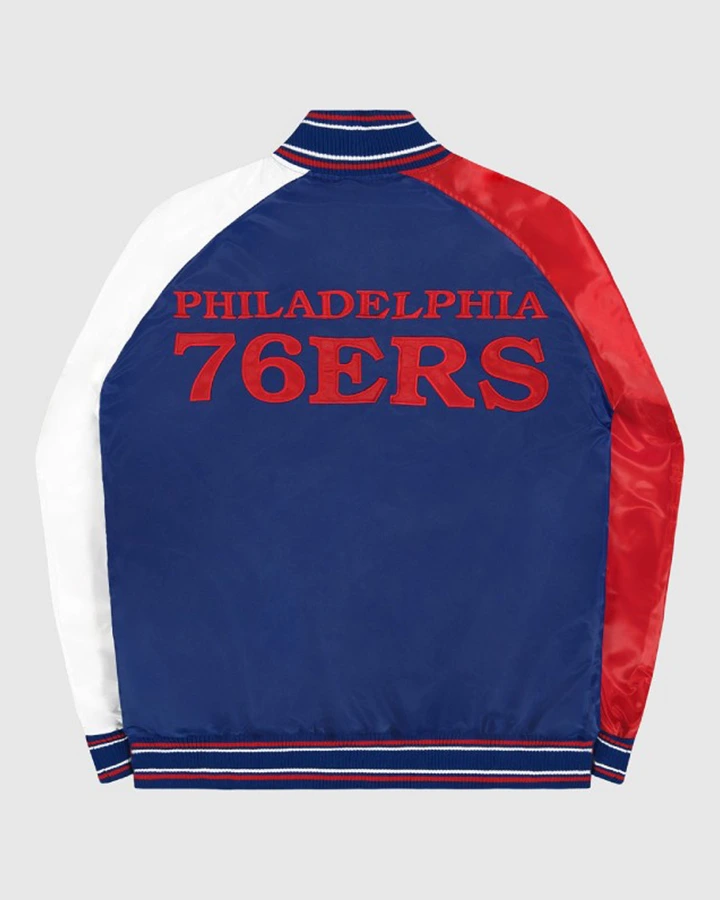 Evie Philadelphia 76ers Varsity Satin Jacket - William Jacket