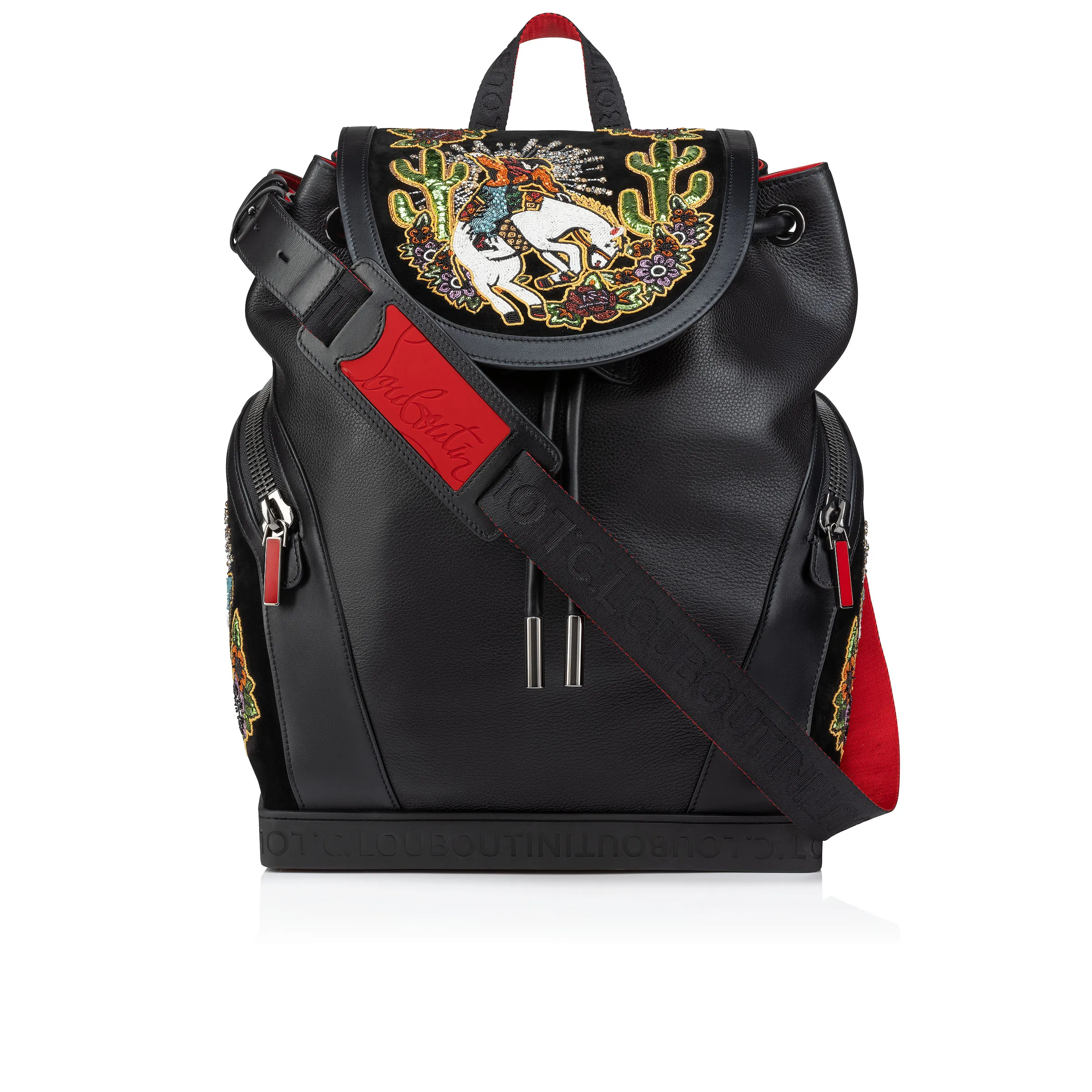 Explorafunk Backpack - Calf leather Giddy embroidered - Black