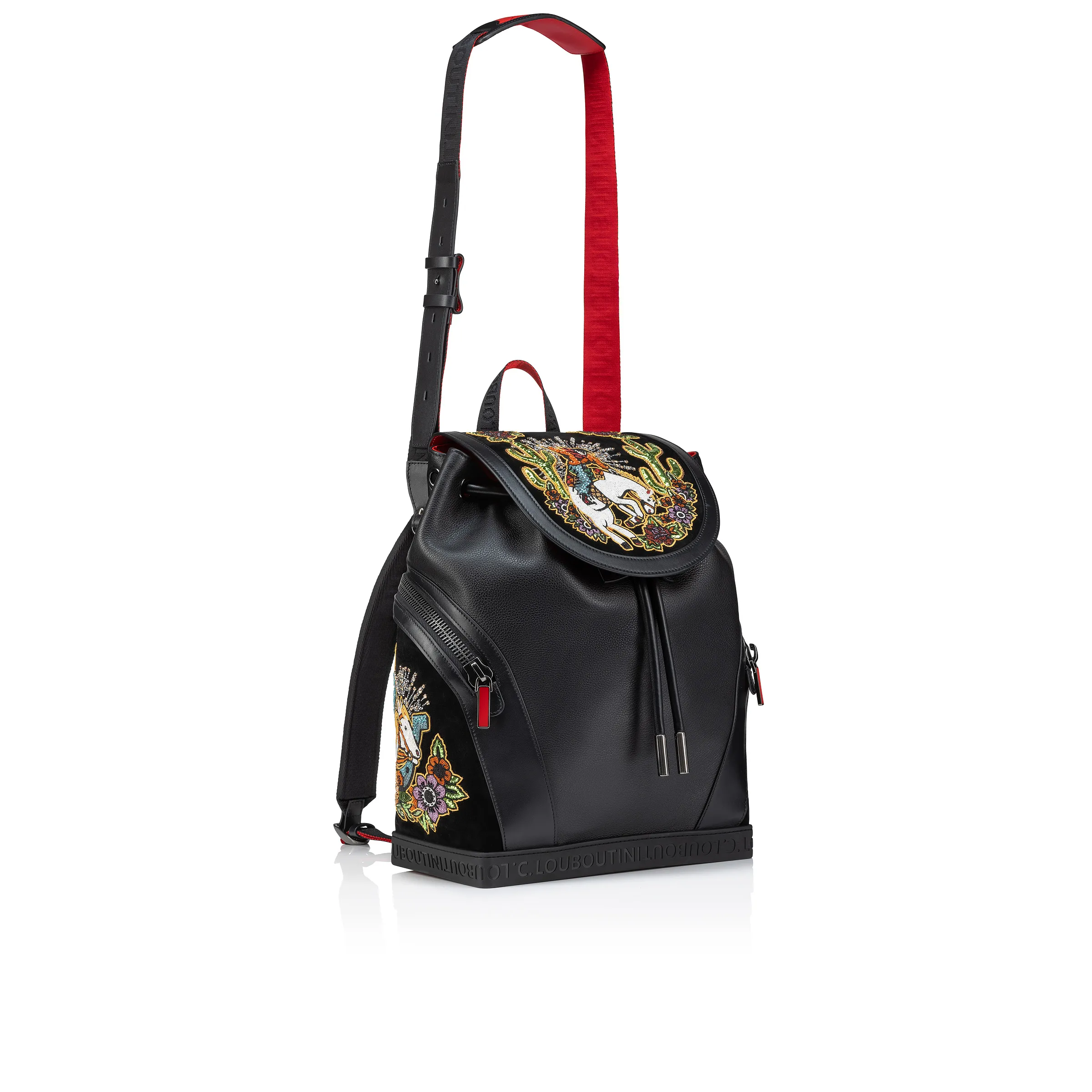 Explorafunk Backpack - Calf leather Giddy embroidered - Black