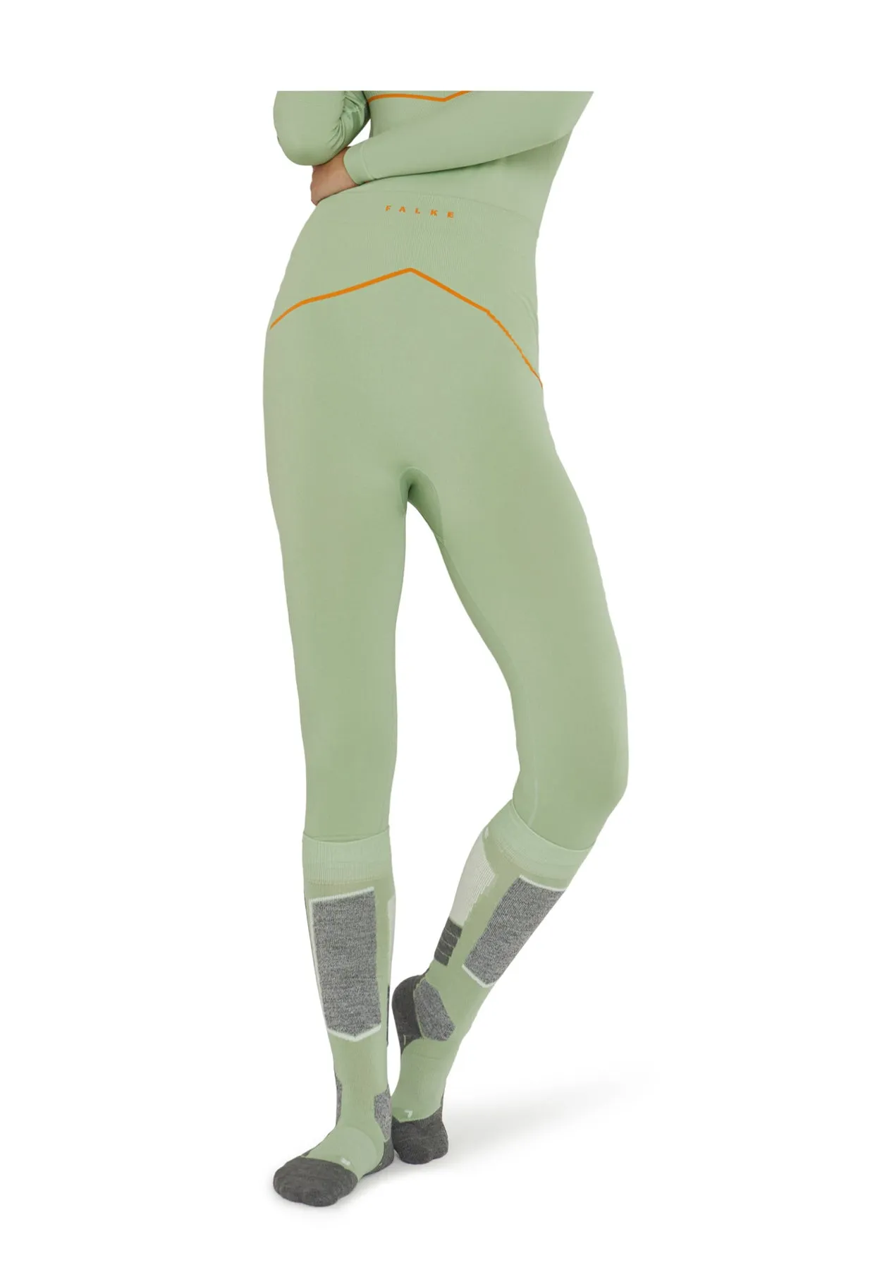 Falke Pale Green 3/4 length ski thermal leggings