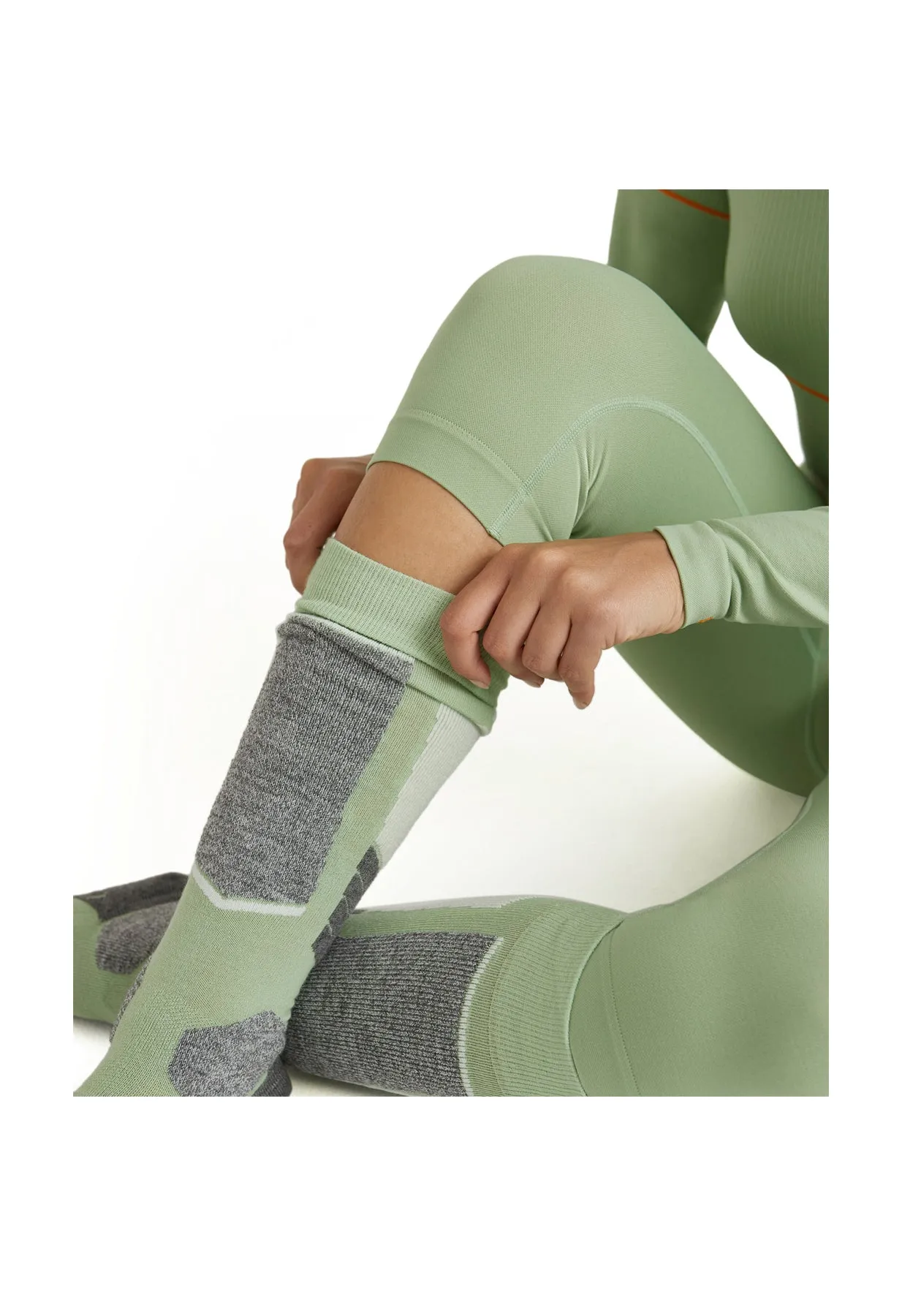 Falke Pale Green 3/4 length ski thermal leggings