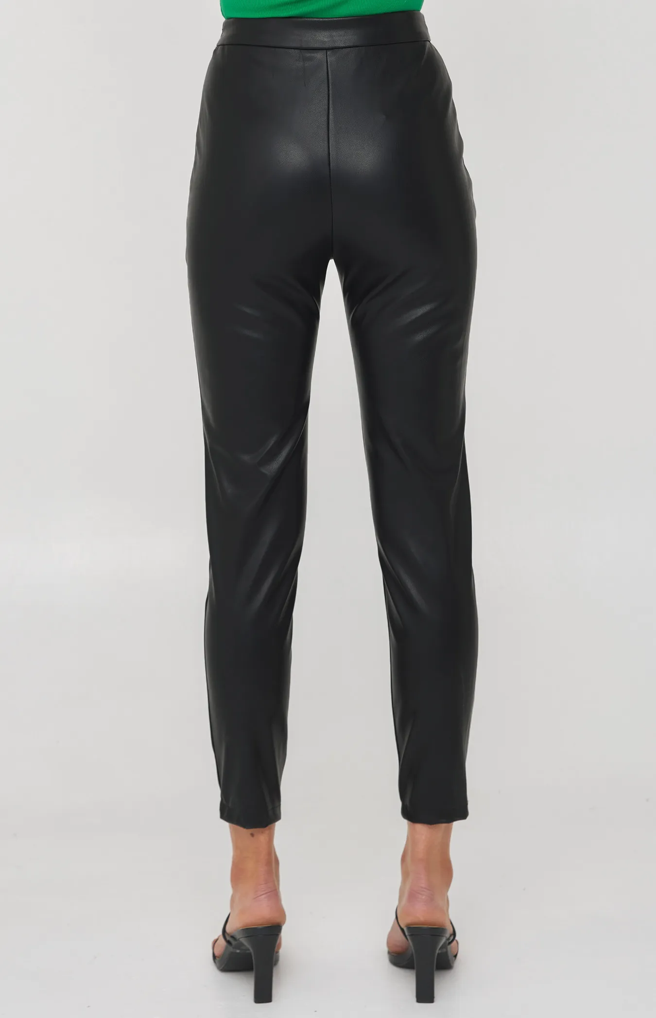 Faux Leather High Waisted Leggings with Seam Details (WPA220B) 