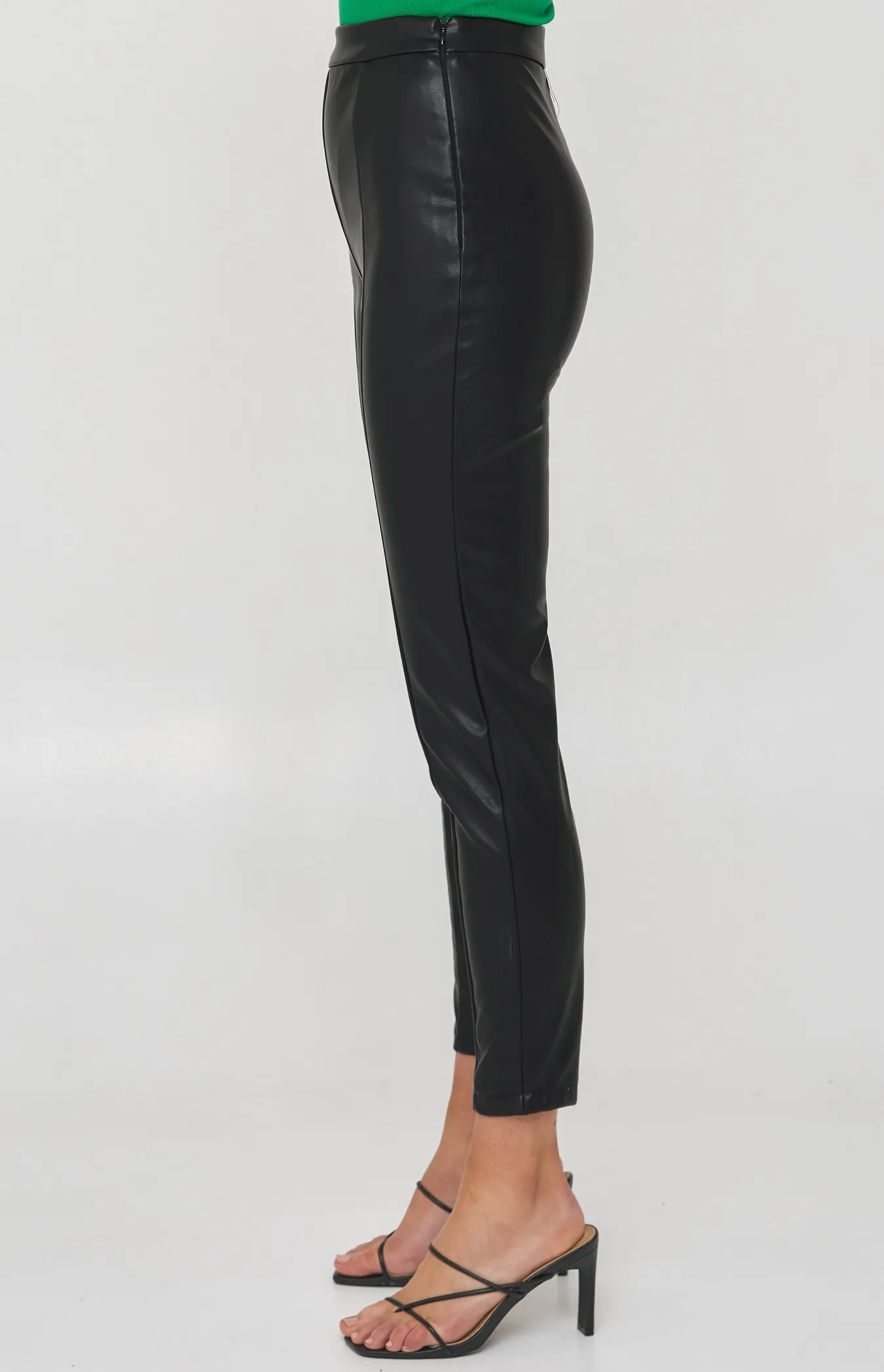 Faux Leather High Waisted Leggings with Seam Details (WPA220B) 