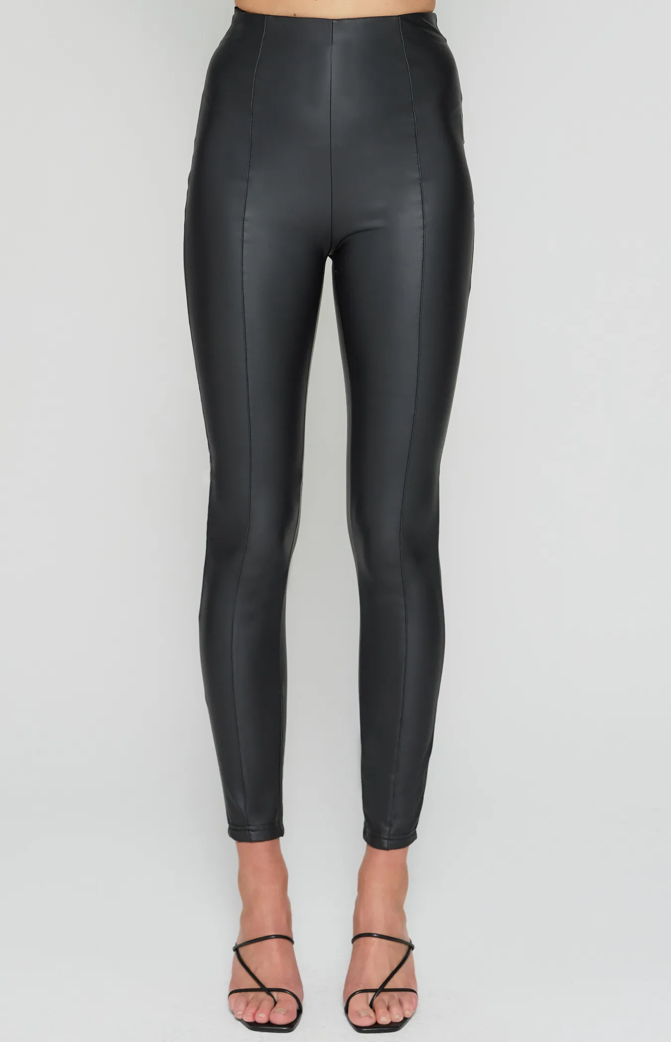 Faux Leather Leggings with Front Seam Detail (WPA247B)