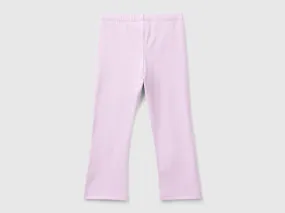 Flared leggings in stretch cotton - Lilac | Benetton