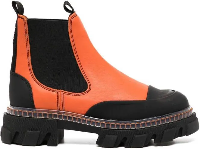 GANNI panelled ankle boots Orange