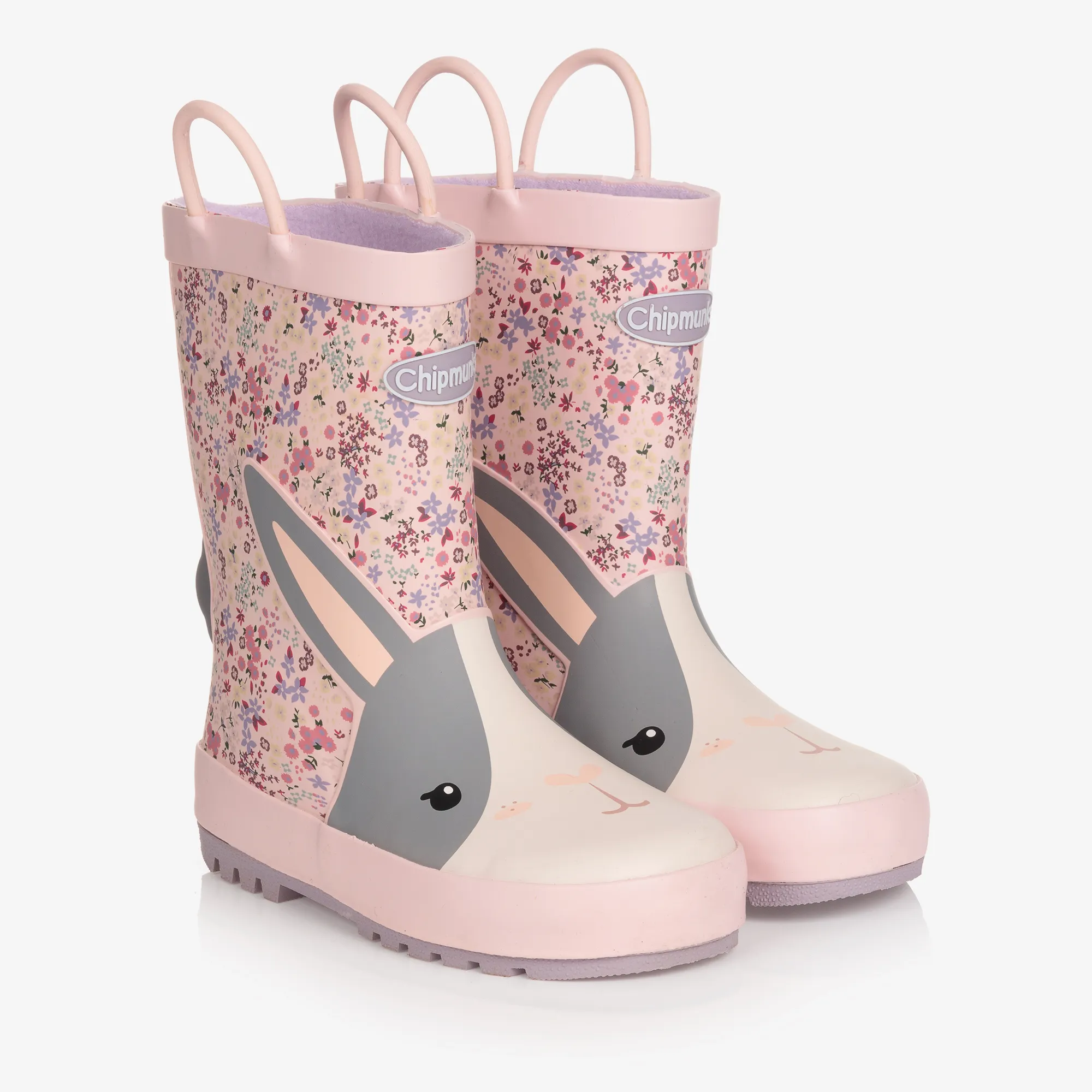 Girls Pink Floral Bunny Rain Boots