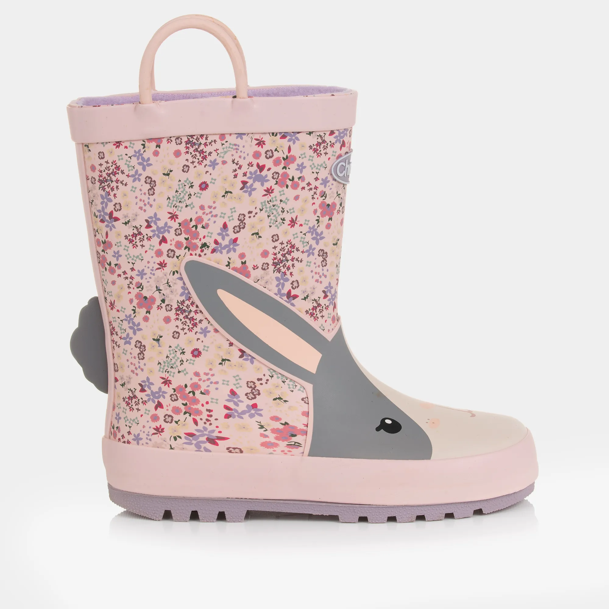 Girls Pink Floral Bunny Rain Boots