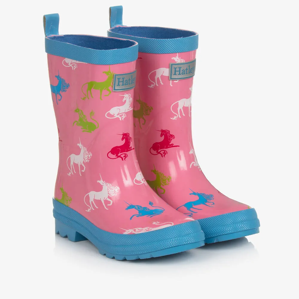 Girls Pink Unicorn Print Rain Boots