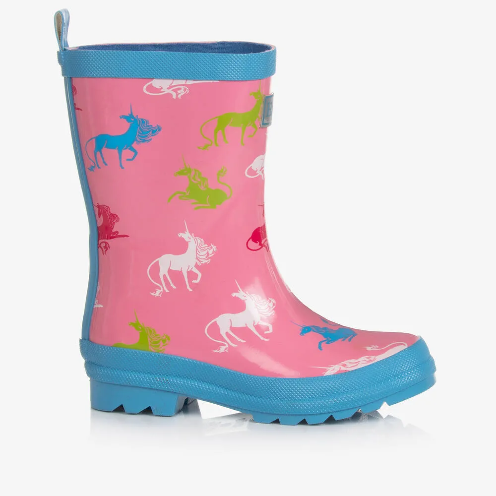 Girls Pink Unicorn Print Rain Boots