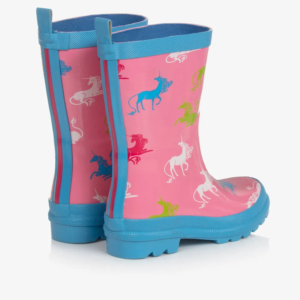 Girls Pink Unicorn Print Rain Boots