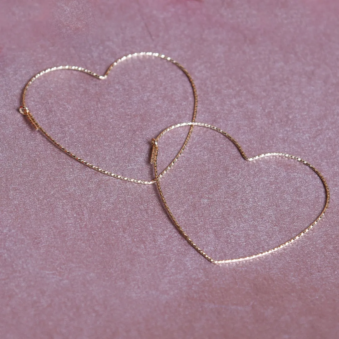 Gold Glitter Heart Hoops