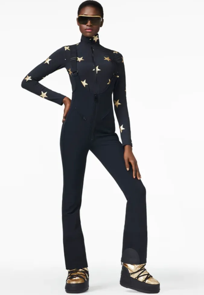 Goldbergh Premier Ski Base Layer in Black with Gold Stars