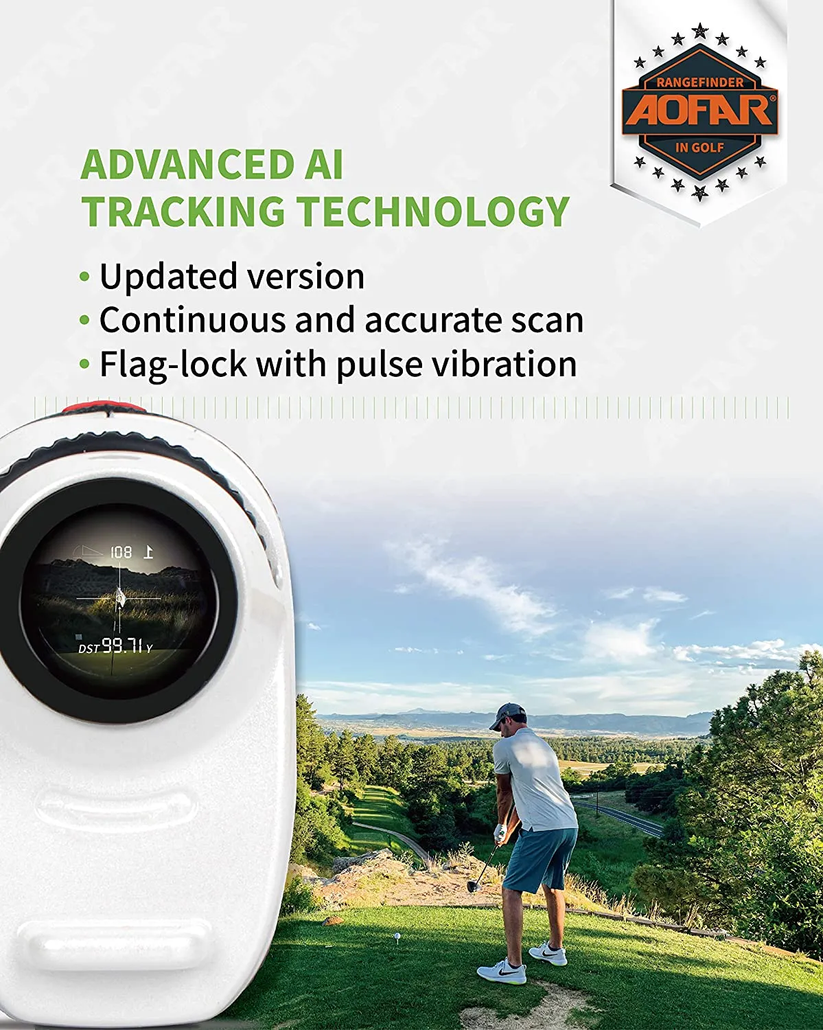 Golf Rangefinder Slope on/Off GX-2S, Flag Lock with Vibration, 600 Yards White Range Finder,Waterproof, Gift Packaging