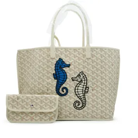 Goyard Sand Goyardine Canvas and Chevroches Calfskin Seahorse Embroidery Anjou PM Tote, 2024