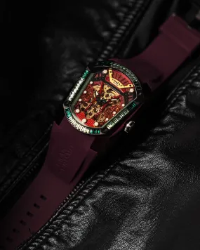 GT Skeleton TW028-D19 (Purple) with Purple Green Swarovski (Purple Rubber Strap)