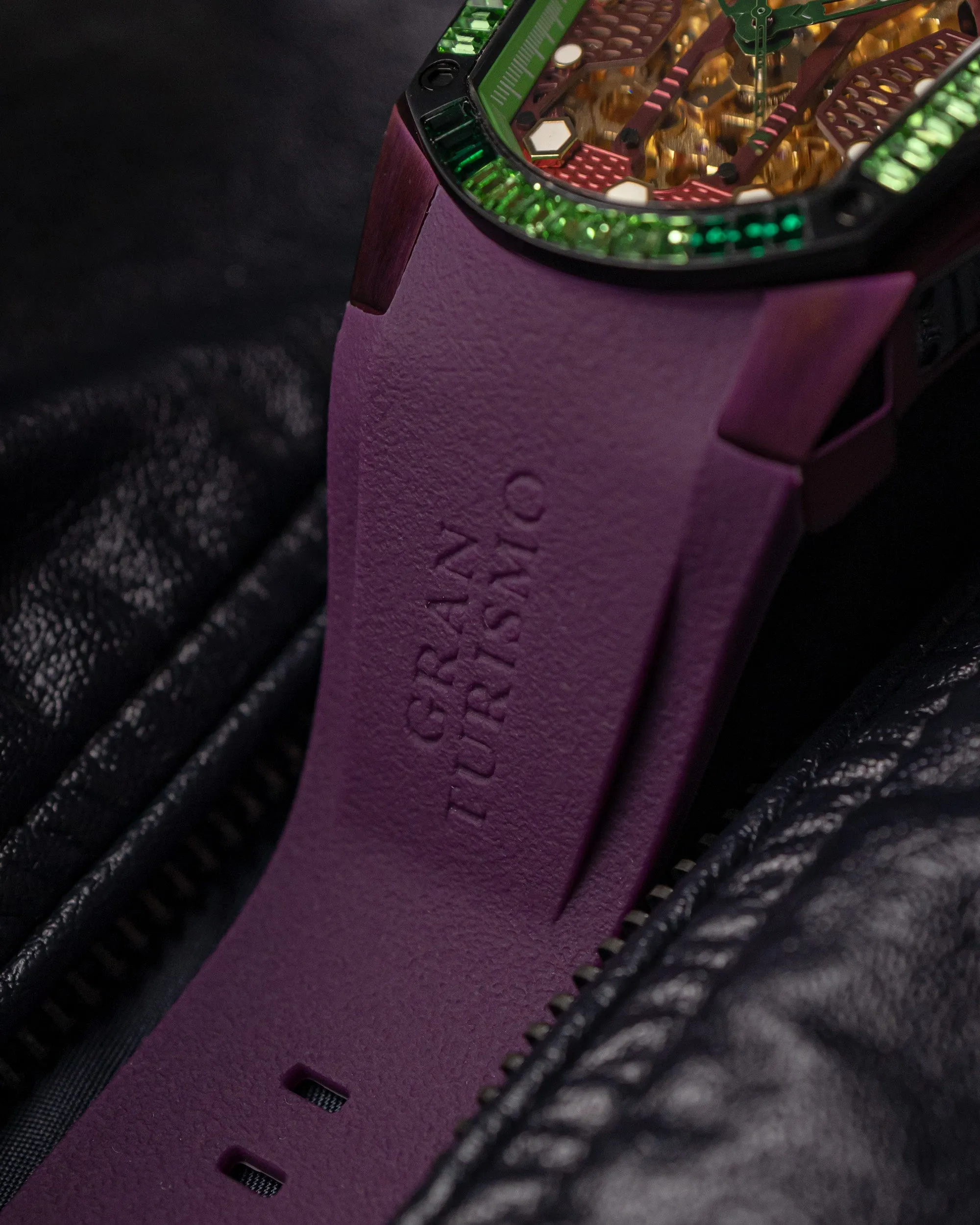 GT Skeleton TW028-D19 (Purple) with Purple Green Swarovski (Purple Rubber Strap)