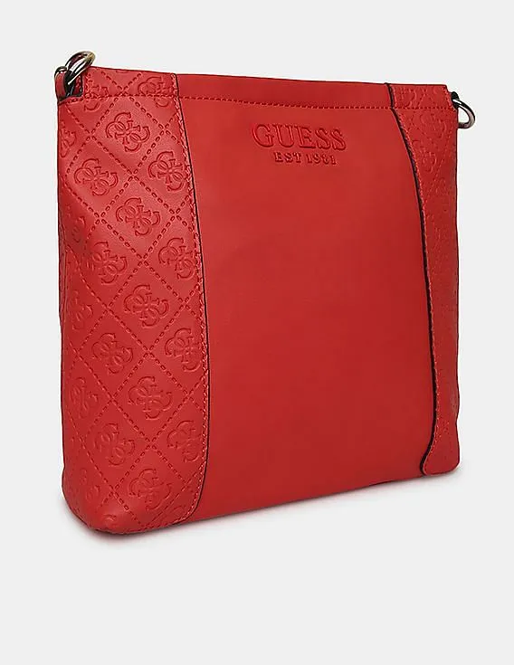 GUESS Women Coral Red Holly Society Crossbody Sling Bag