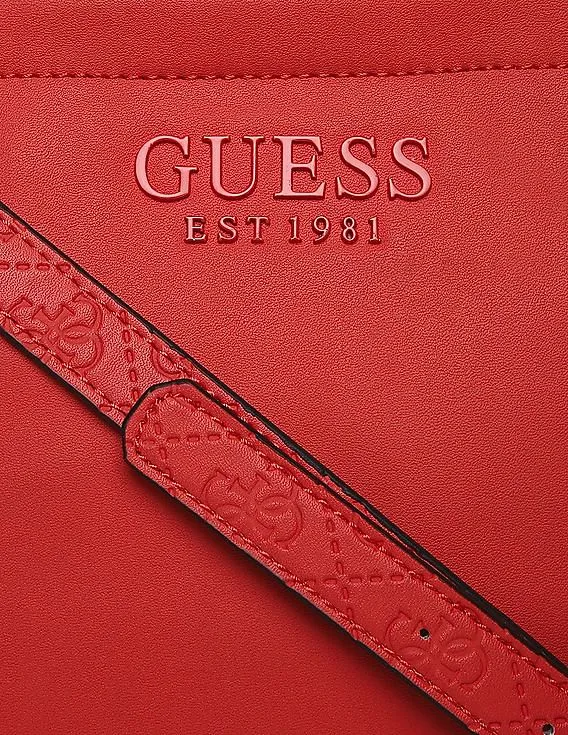 GUESS Women Coral Red Holly Society Crossbody Sling Bag